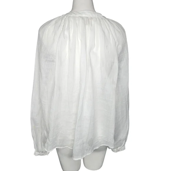 Banana Republic White Balloon Sleeve Peasant Blouse Sz Small Renfair - Picture 6 of 16